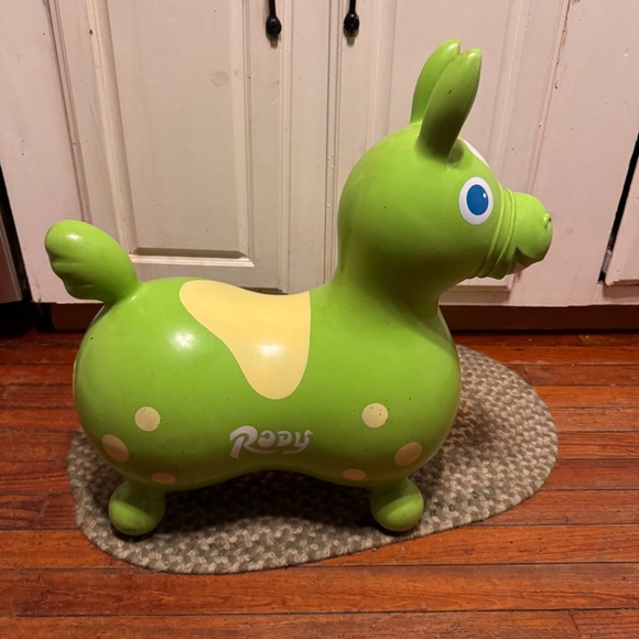 VTG 1984 Lime Green Rody Horse made in Italy Toddler Bounce Toy  Bouncing Horse - Picture 3 of 3